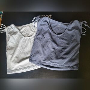 Bundle Of Two American Eagle Blue Cropped Shirts Size Large